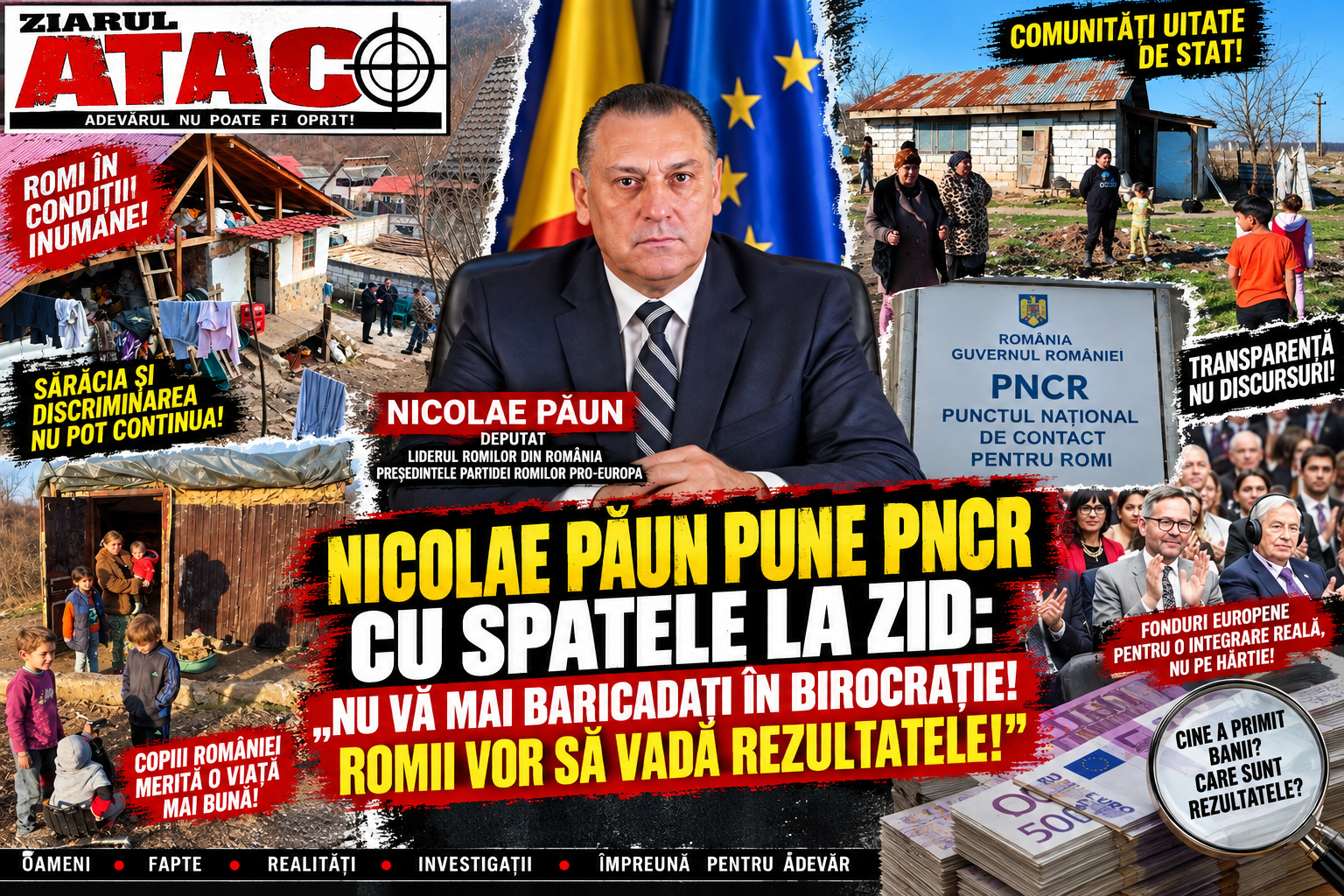 NICOLAE PĂUN PUNE PNCR CU SPATELE LA ZID: „NU VĂ MAI BARICADAȚI ÎN BIROCRAȚIE! ROMII VOR SĂ VADĂ REZULTATELE!”