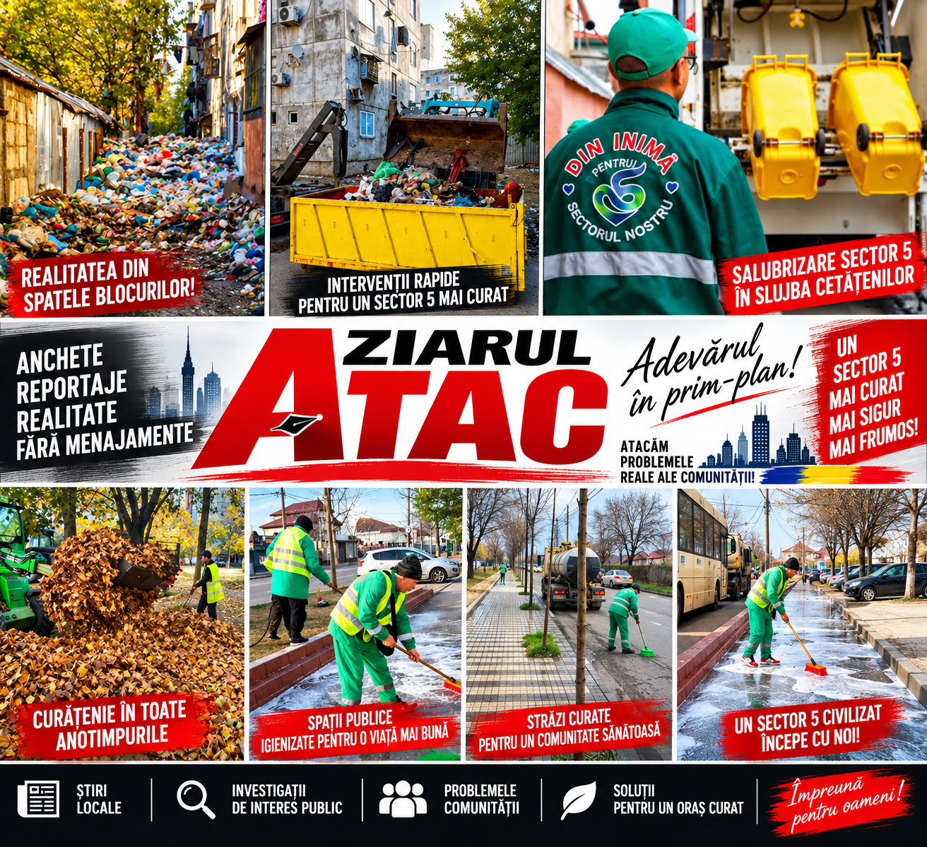 Salubrizare Sector 5 intră în forță! Primarul Vlad Popescu Piedone: Gata cu improvizațiile și gunoaiele dintre blocuri!