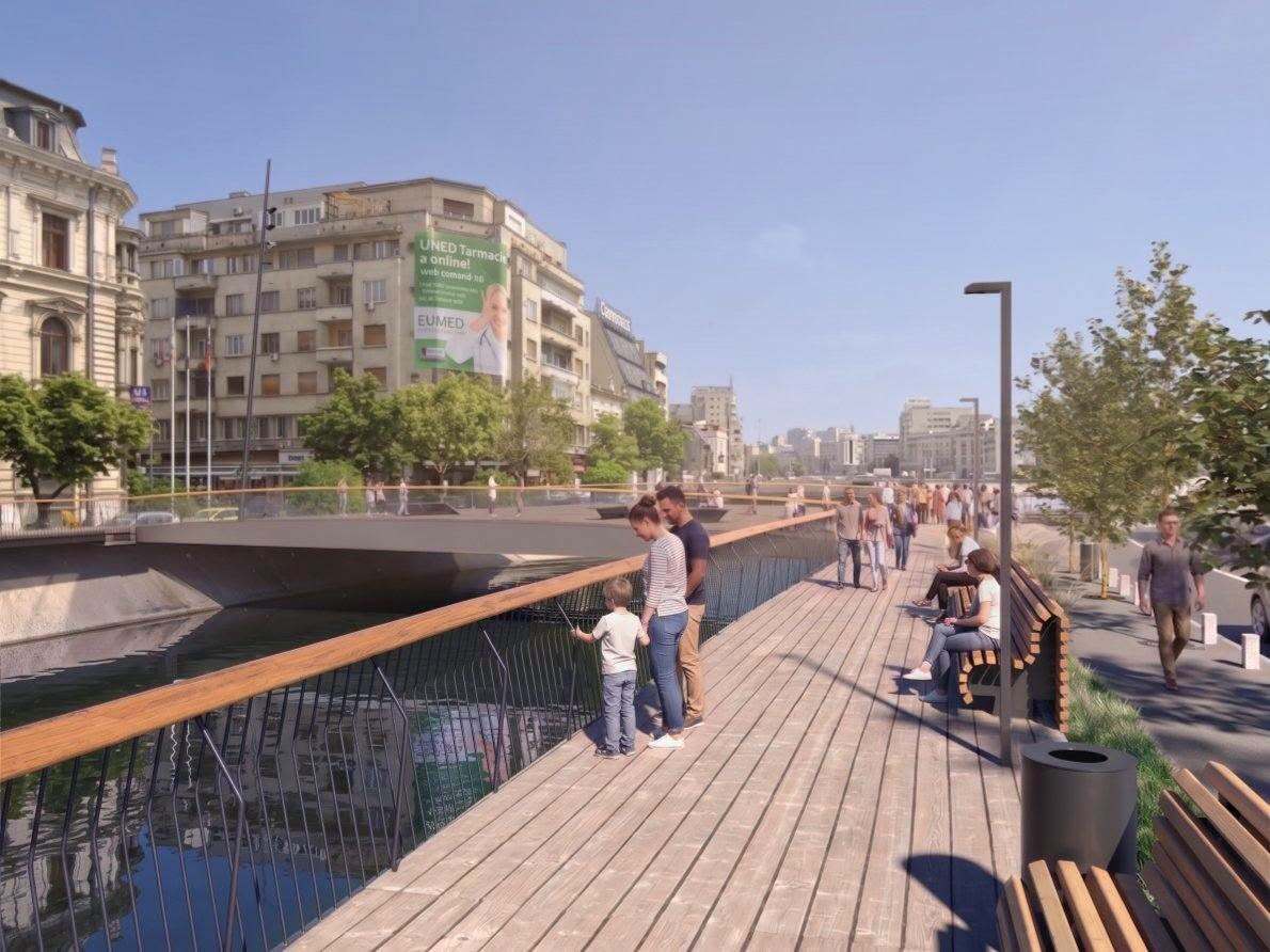 FOTO | Cum va fi amenajată Dâmbovița între Unirii și Izvor: Podul Calicilor, reconstruit de la zero într-un proiect de 64 de milioane de lei